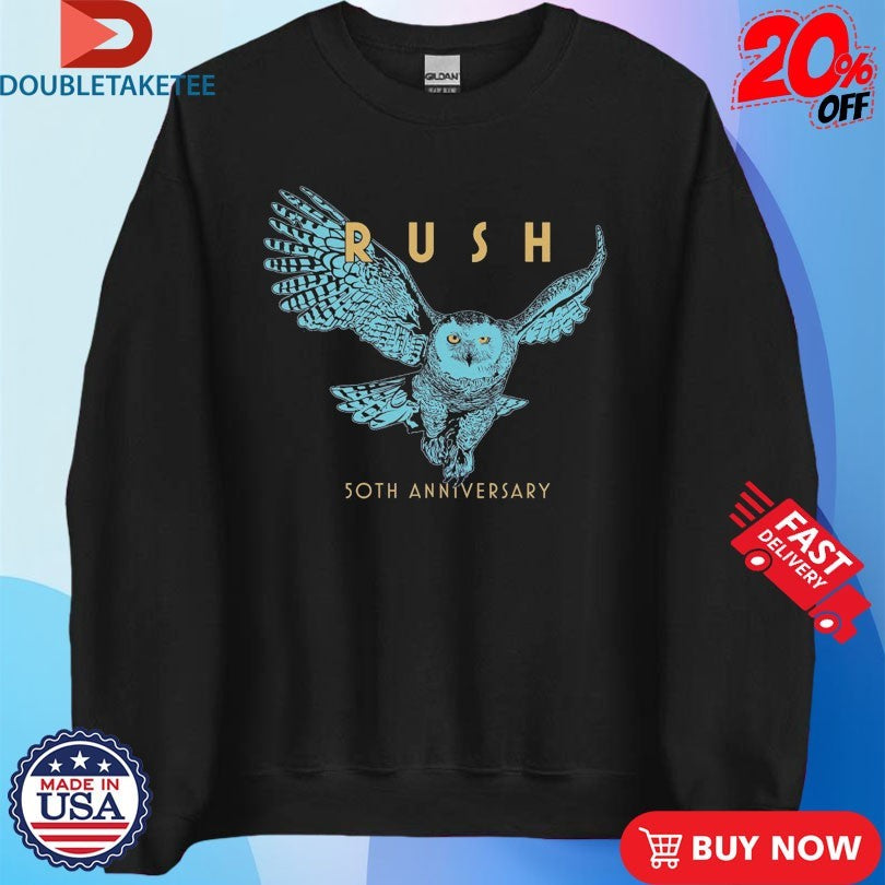 Official Rush 50th Anniversary Fly Owl Shirts