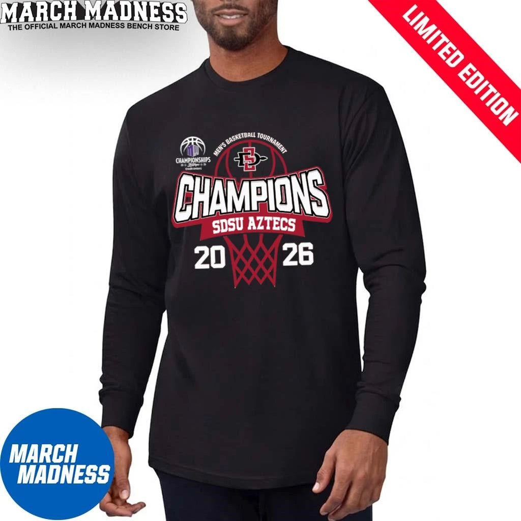 Official SDSU Aztecs 2026 Mountain West Conference Men’s Basketball Tournament Champions Shirt