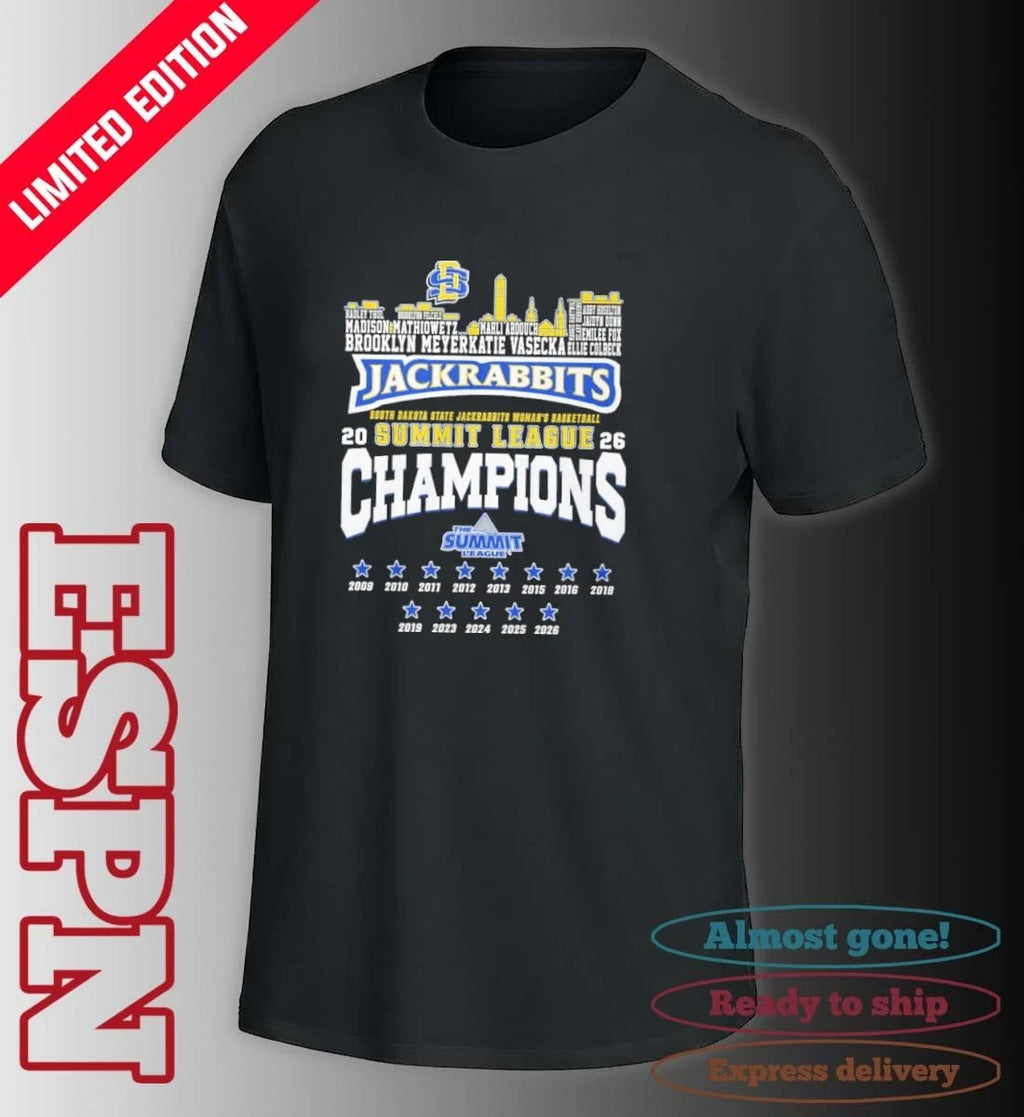 Official SDSU Men’s Basketball 2026 Summit League Conference Champions Skyline Player Name Shirt