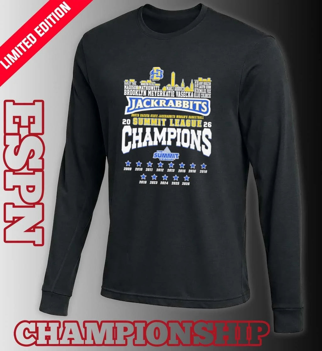 Official SDSU Men’s Basketball 2026 Summit League Conference Champions Skyline Player Name Shirt