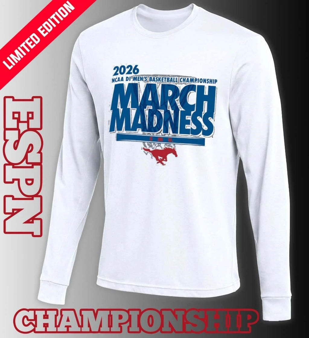 Official SMU Mustangs 2026 NCAA DI Basketball March Madness – First Four Shirt