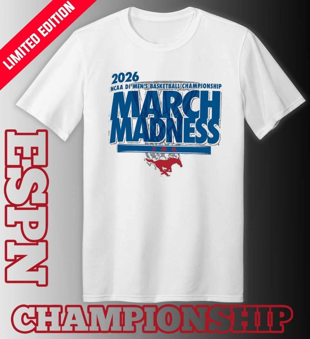 Official SMU Mustangs 2026 NCAA DI Basketball March Madness – First Four Shirt