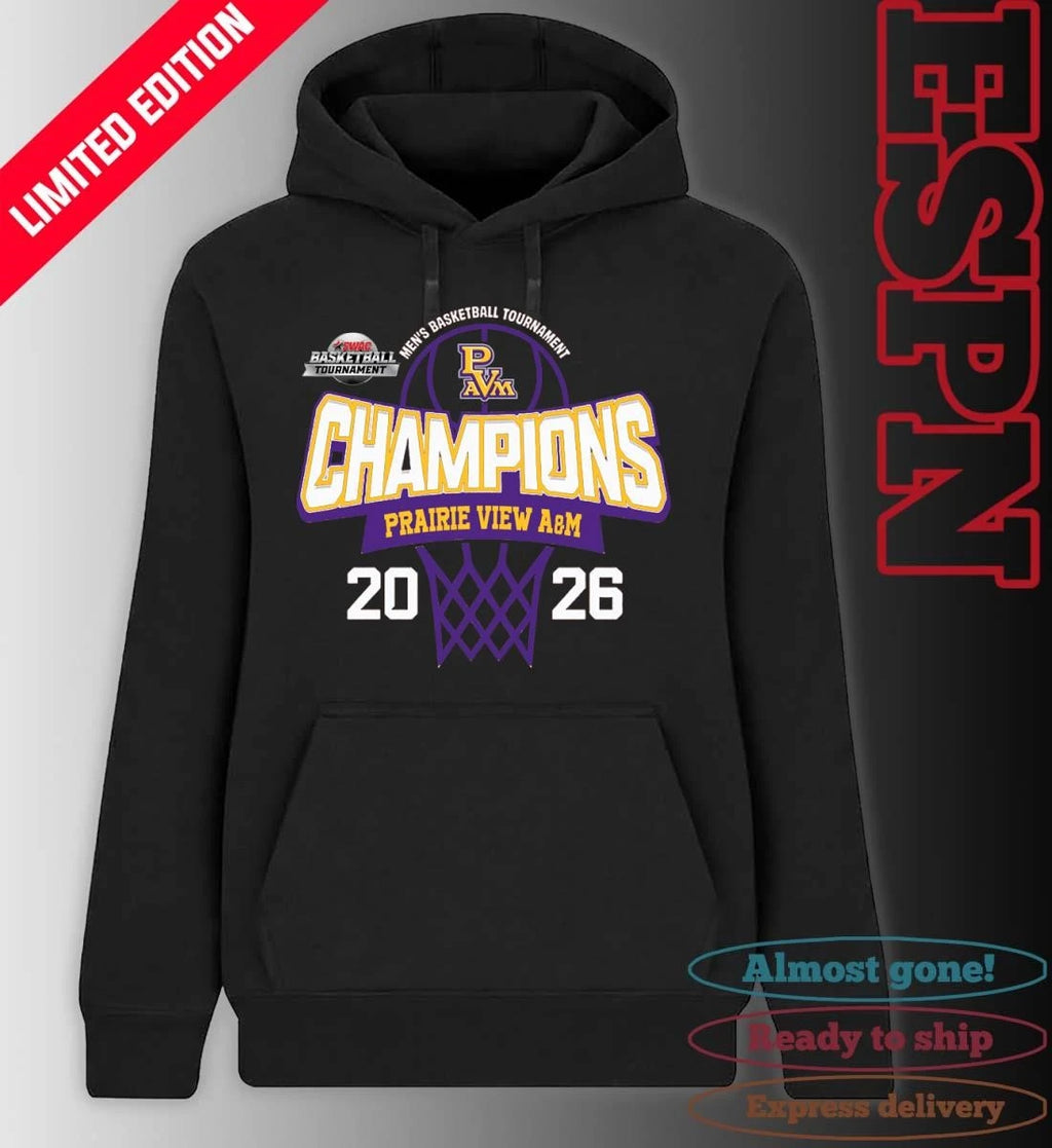 Official SWAC Men’s Basketball Tournament 2026 Champions Prairie View A&amp;M Panthers T-Shirt