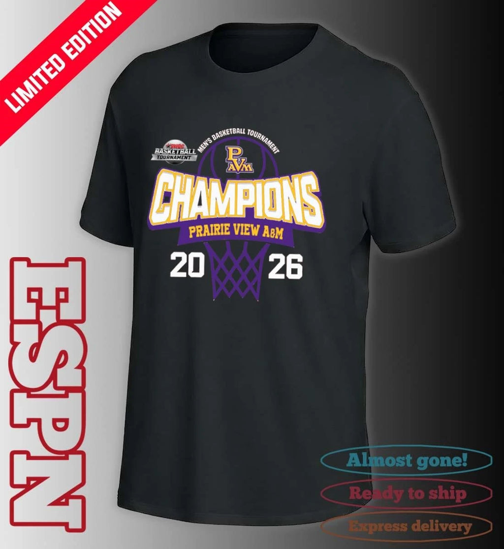 Official SWAC Men’s Basketball Tournament 2026 Champions Prairie View A&amp;M Panthers T-Shirt