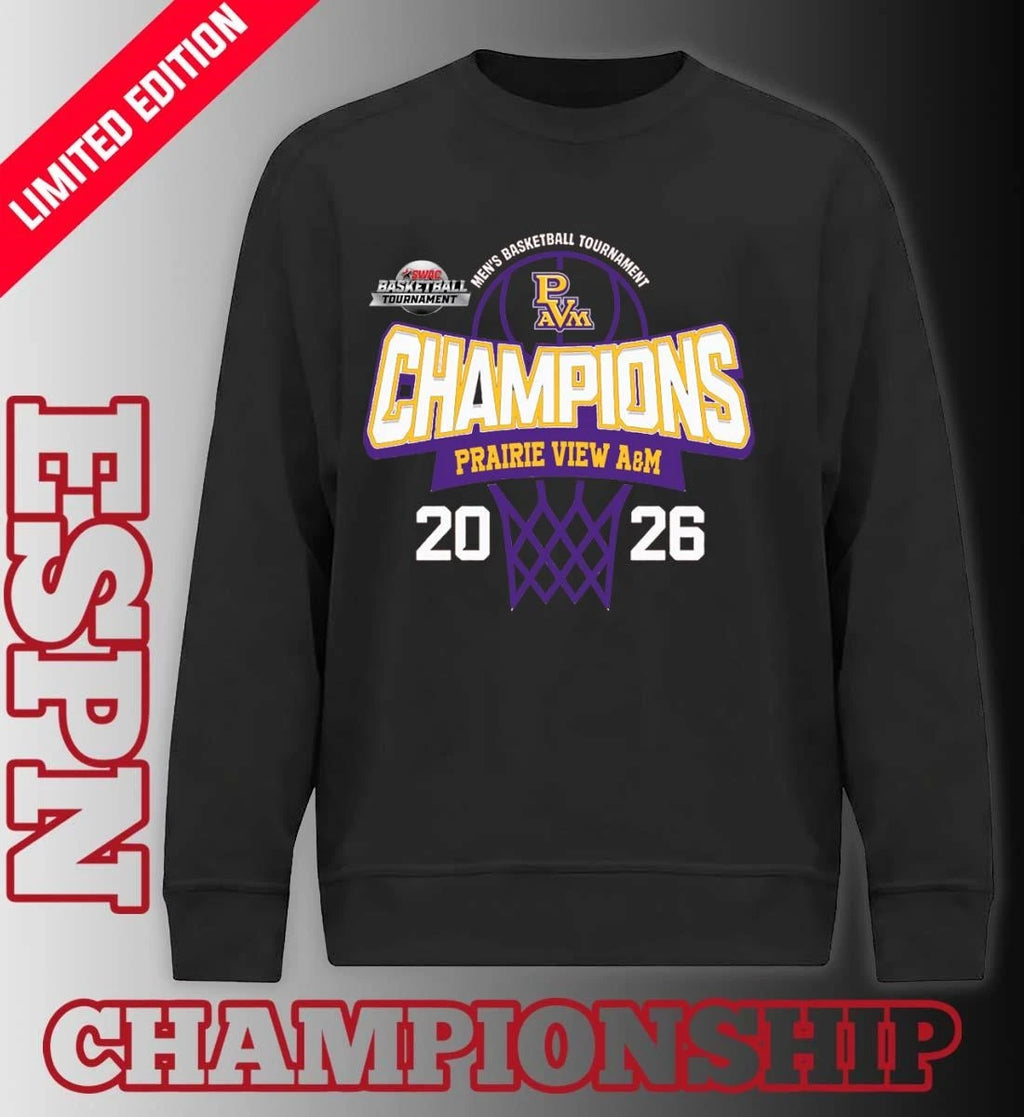 Official SWAC Men’s Basketball Tournament 2026 Champions Prairie View A&amp;M Panthers T-Shirt