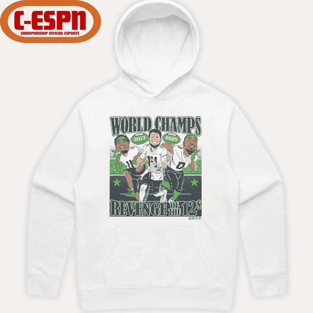 Official Sam Darnold, Jaxon Smith-Njigba, &amp; DeMarcus Lawrence World Champions Caricatures Shirt