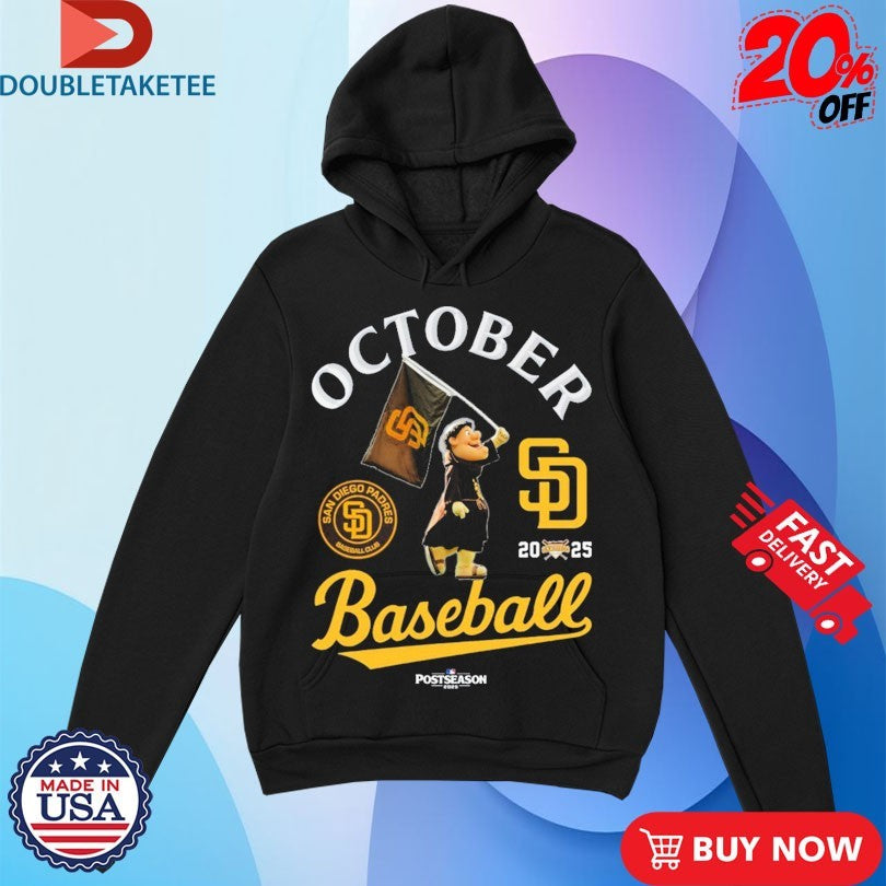 Official San Diego Padres Baseball Club October Baseball 2025 MLB Postseason Mascot Shirts