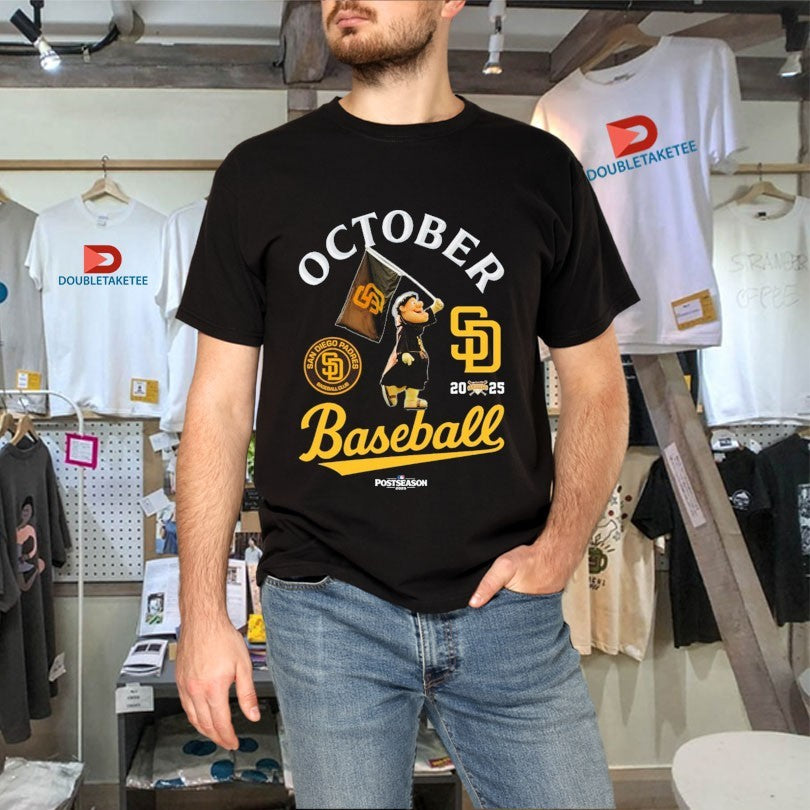Official San Diego Padres Baseball Club October Baseball 2025 MLB Postseason Mascot Shirts