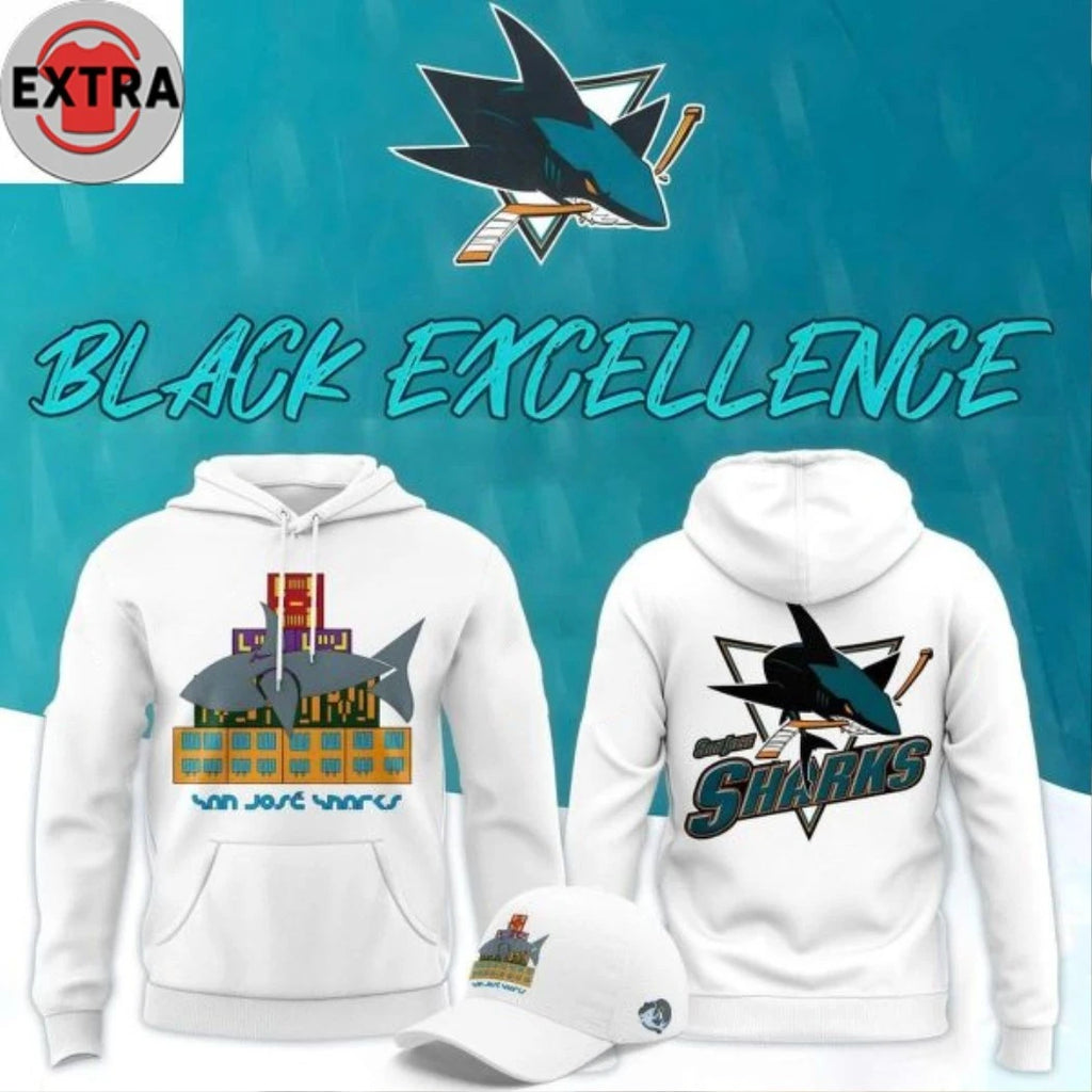 Official San Jose Sharks Black Excellence Night 2026 Logo Two Sided Hoodie T-Shirt