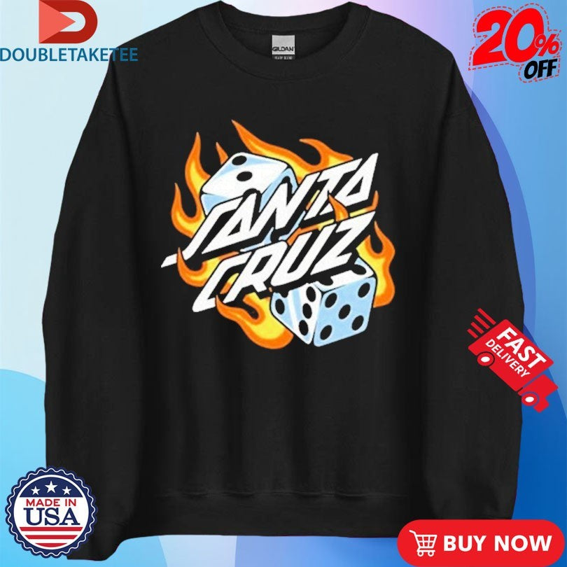 Official Santa Cruz Flaming Dice Dot Chest Dices Shirts