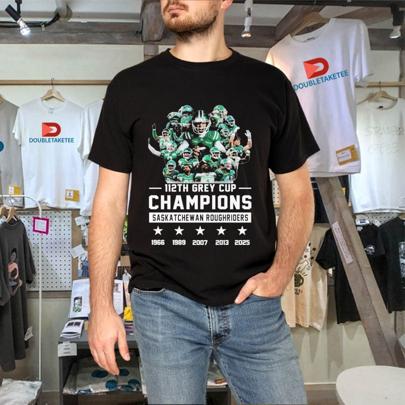 Official Saskatchewan Roughriders 2025 112TH Grey Cup Champions Players Team Shirts