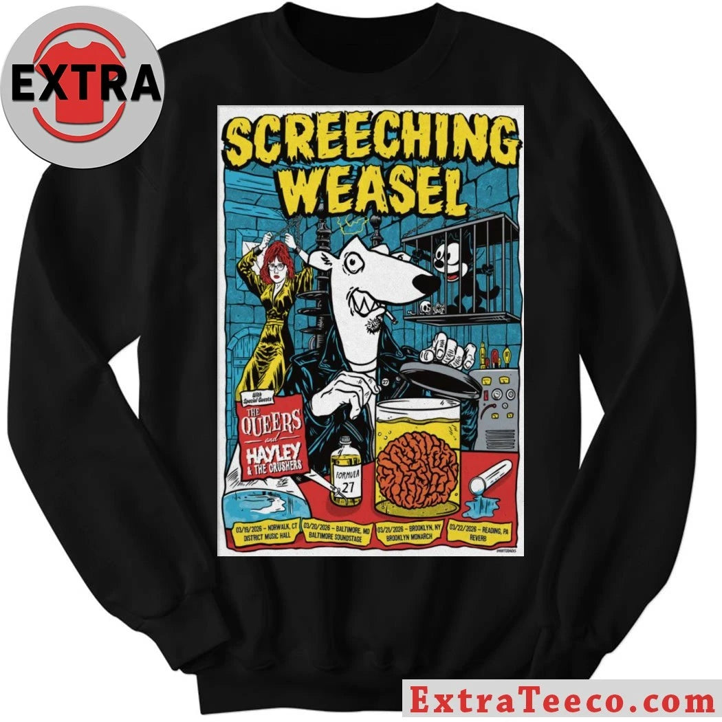 Official Screeching Weasel March 19 2026 District Music Hall Norwalk, CT Poster Shirt