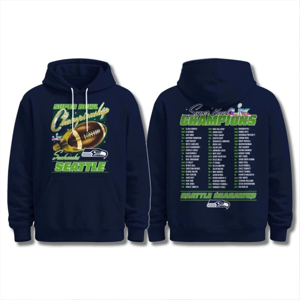 Official Seahawks SB LX Champions Team Roster Logo Shirt