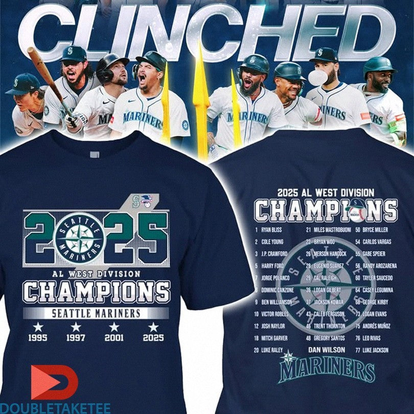 Official Seattle Mariners 2025 AL West Division Champions  Score Shirts