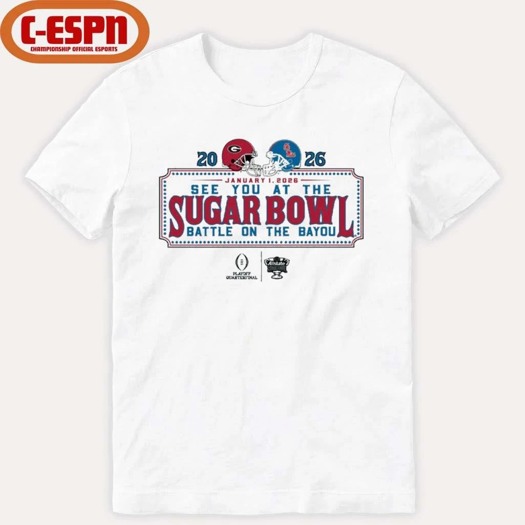 Official See You At The Sugar Bowl Dueling Helmet 2026 Georgia Vs Ole Miss Shirt