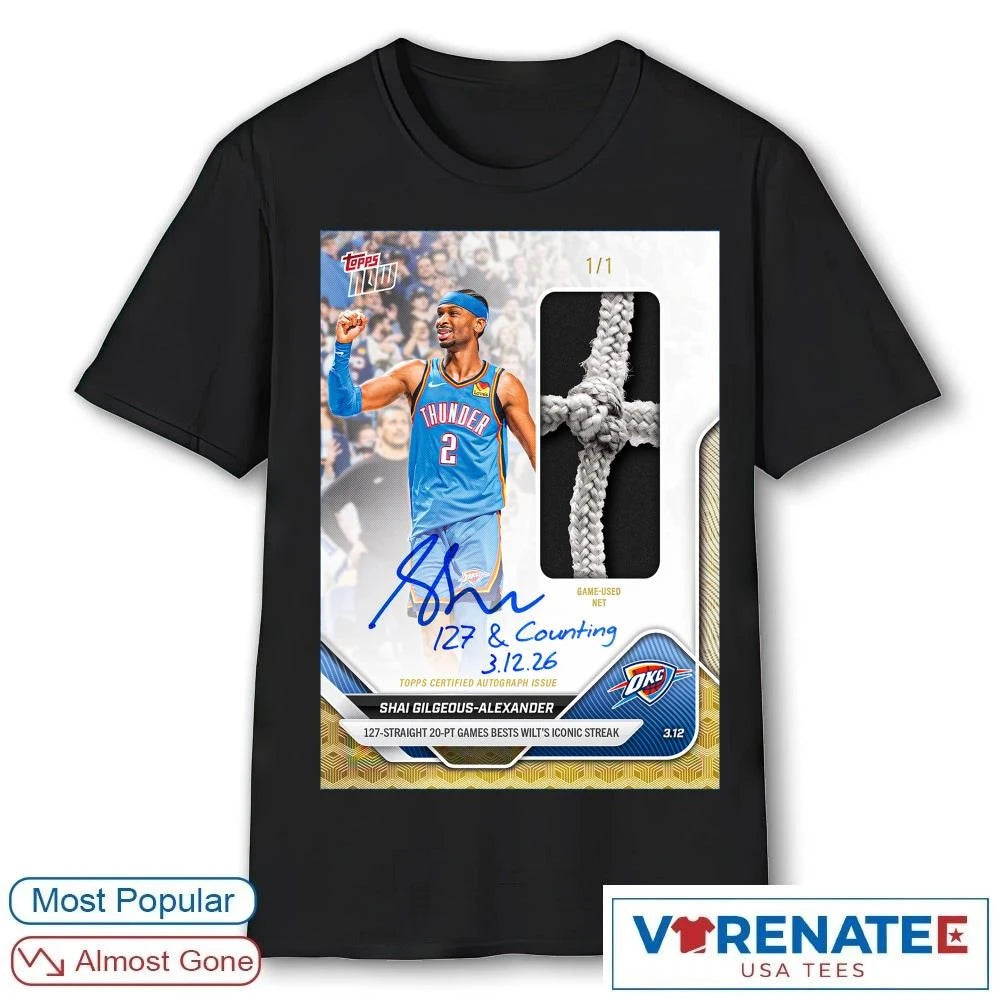 Official Shai Gilgeous-Alexander 127-Straight 20-PT Games Bests Wilt’s Iconic Streak Poster T-Shirt