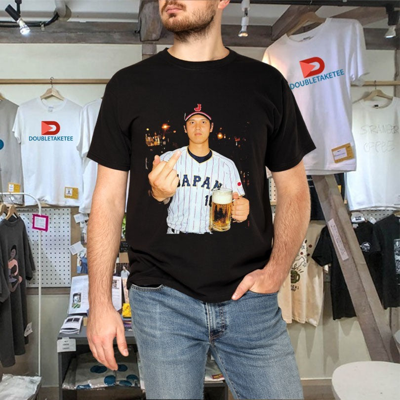 Official Shohei Ohtani Japan Baseball Team Middle Finger Beer Shirts