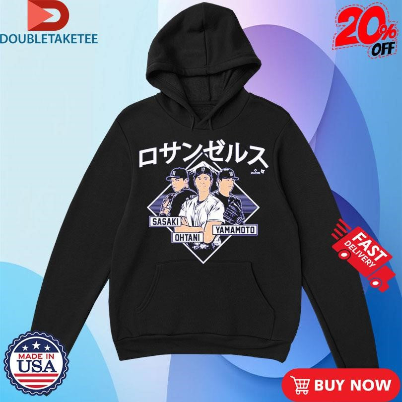 Official Shohei Ohtani, Yoshinobu Yamamoto, And Roki Sasaki Los Angeles Dodgers Kanji Shirts