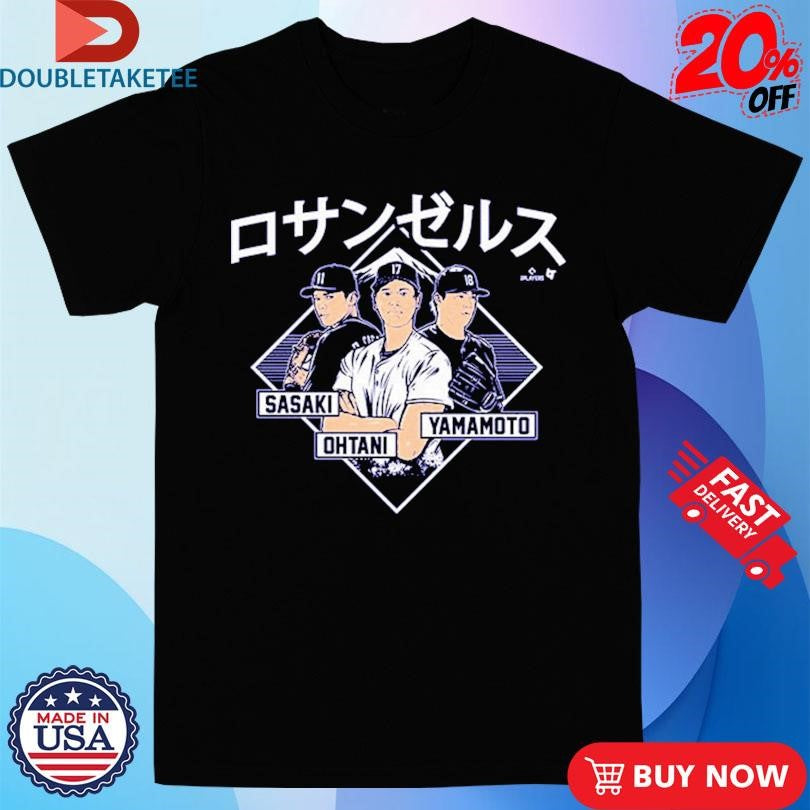 Official Shohei Ohtani, Yoshinobu Yamamoto, And Roki Sasaki Los Angeles Dodgers Kanji Shirts