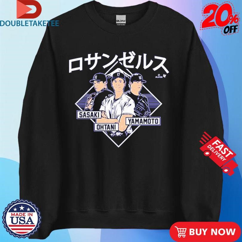 Official Shohei Ohtani, Yoshinobu Yamamoto, And Roki Sasaki Los Angeles Dodgers Kanji Shirts