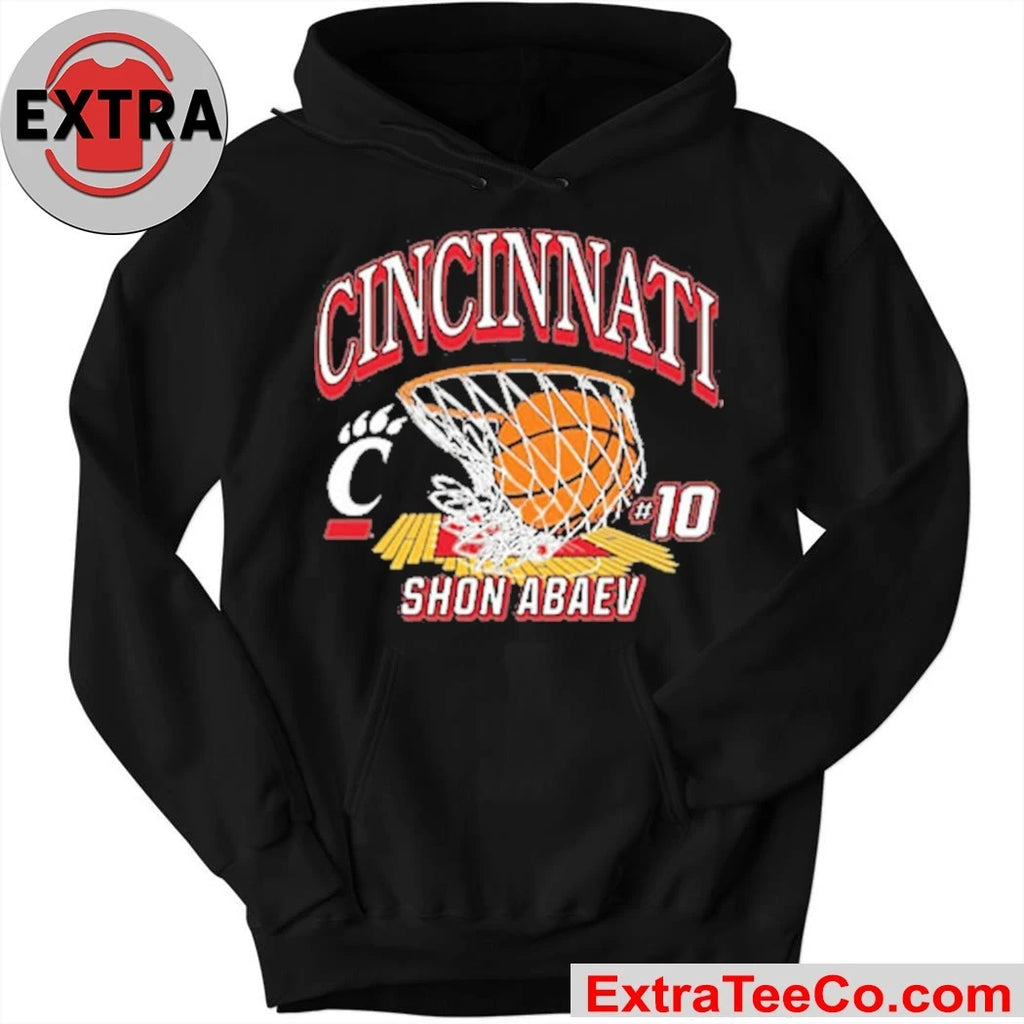 Official Shon Abaev Cincinnati Bearcats Black NIL Name Number Net Logo Shirt