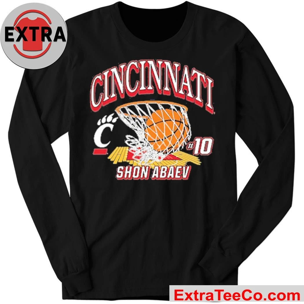 Official Shon Abaev Cincinnati Bearcats Black NIL Name Number Net Logo Shirt