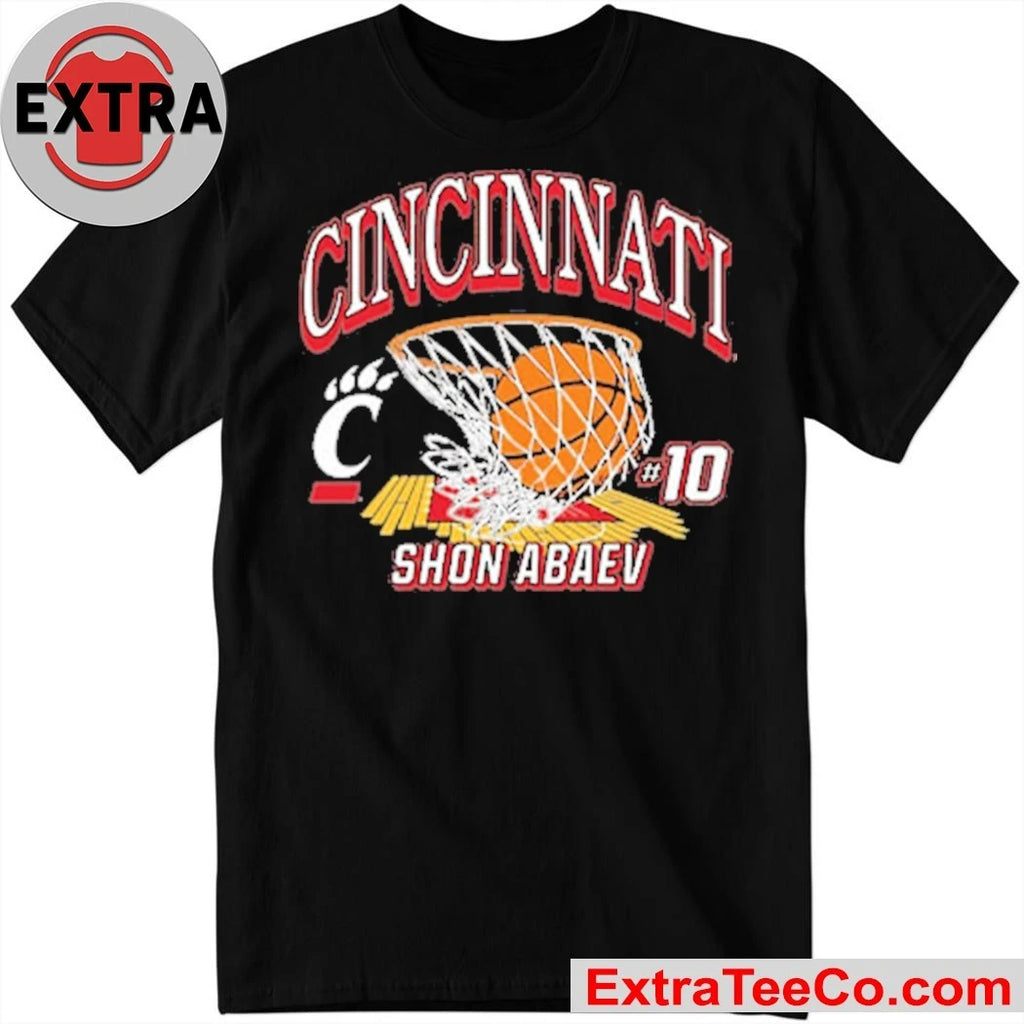 Official Shon Abaev Cincinnati Bearcats Black NIL Name Number Net Logo Shirt