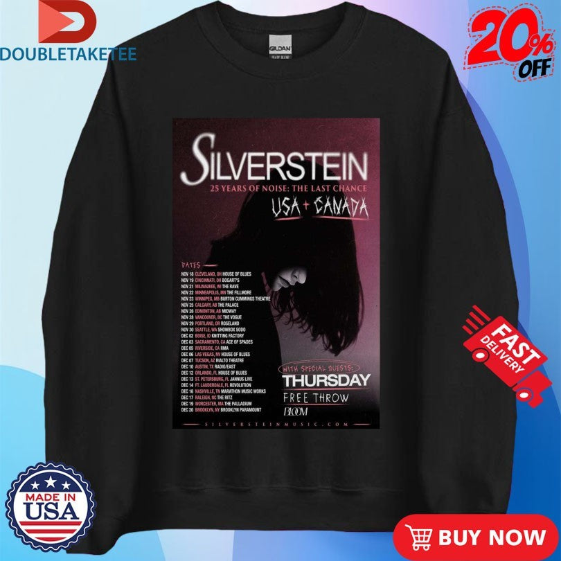 Official Silverstein 25 Years Of Noise The Last Chance Tour 2025 Dates USA Canada Shirts