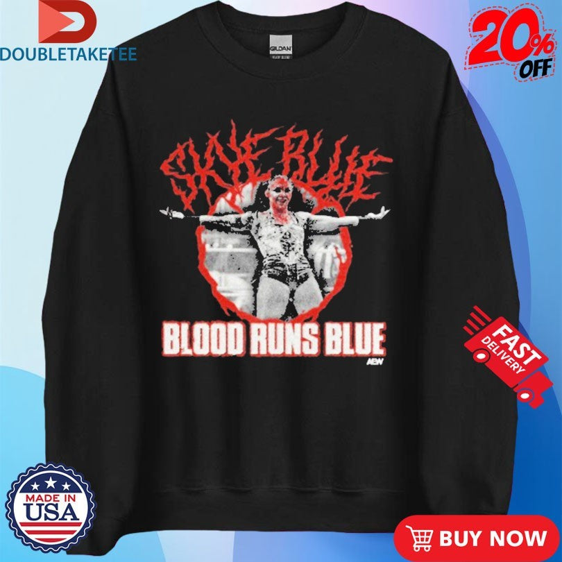 Official Skye Blue Blood Runs Blue AEW Shirts