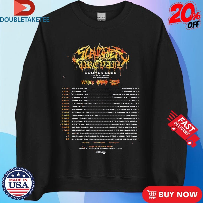 Official Slaughter To Prevail Summer 2026 UK And Europe Tour Dates Shirts
