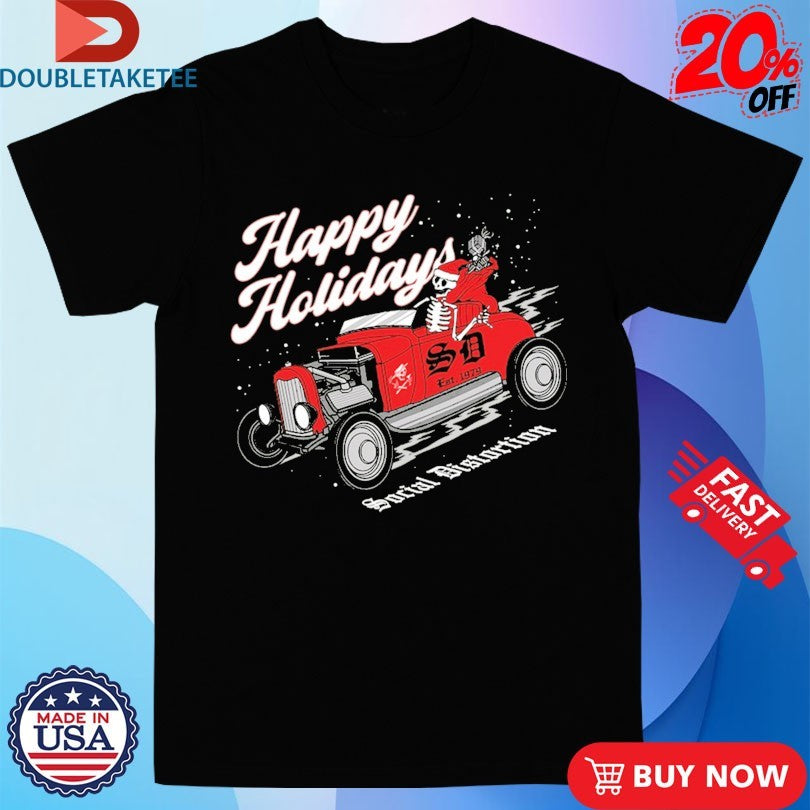 Official Social Distortion Happy Holidays Est 1979 Skelly Saltbox Sleigh Shirts