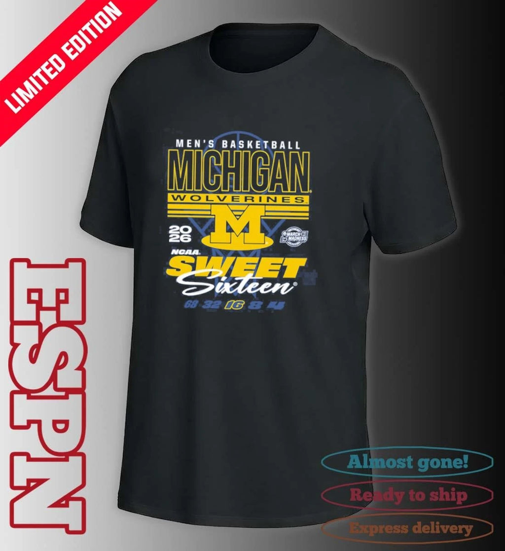 Official Something Inked Michigan Wolverines 2026 NCAA March Madness Sweet 16 Bound Net Shirt