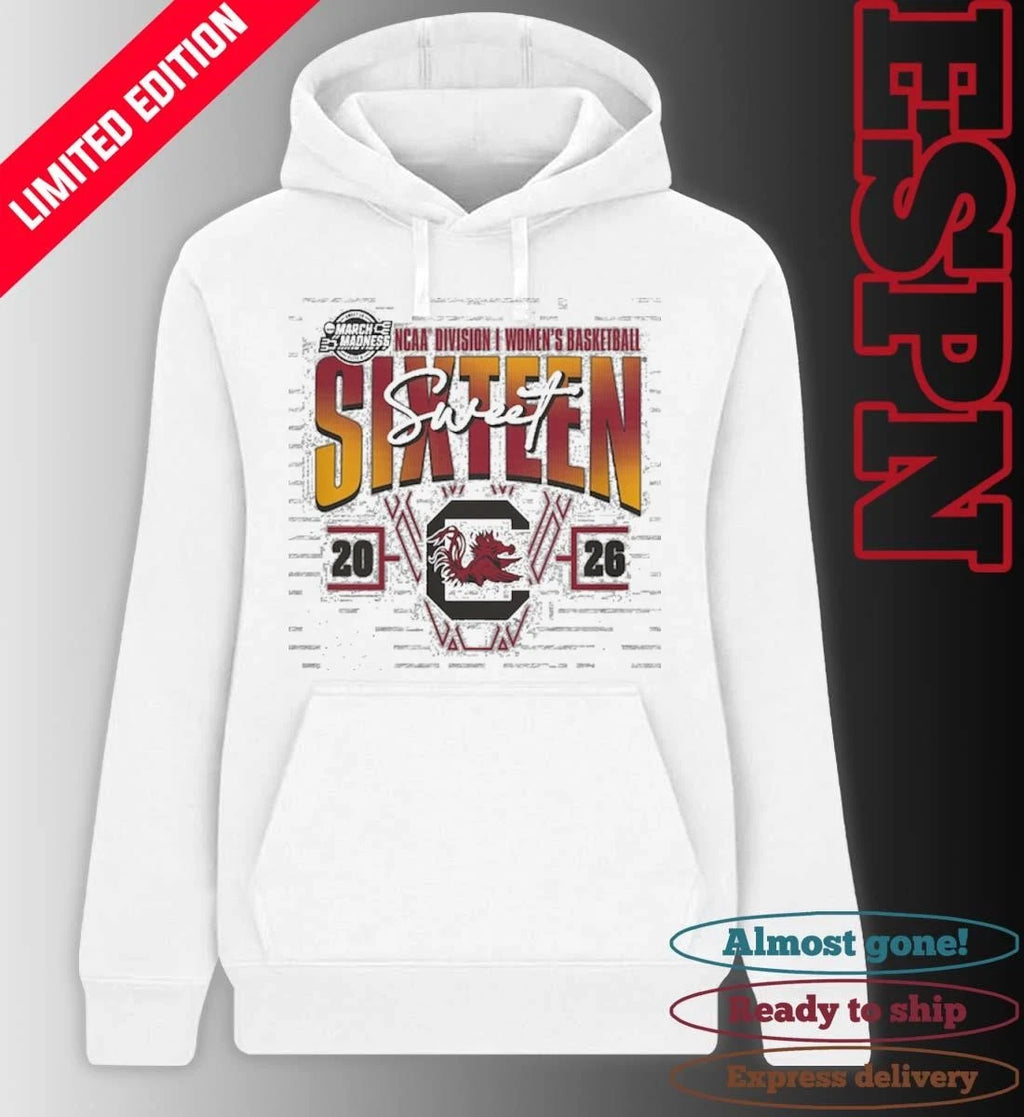 Official South Carolina Gamecocks 2026 NCAA Women’s Basketball Tournament March Madness Sweet 16 Court Shot T-Shirt
