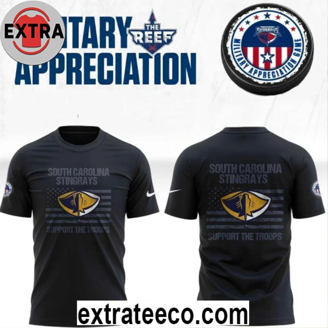 Official South Carolina Stingrays Military Appreciation Night Logo Two Sided Hoodie Shirt