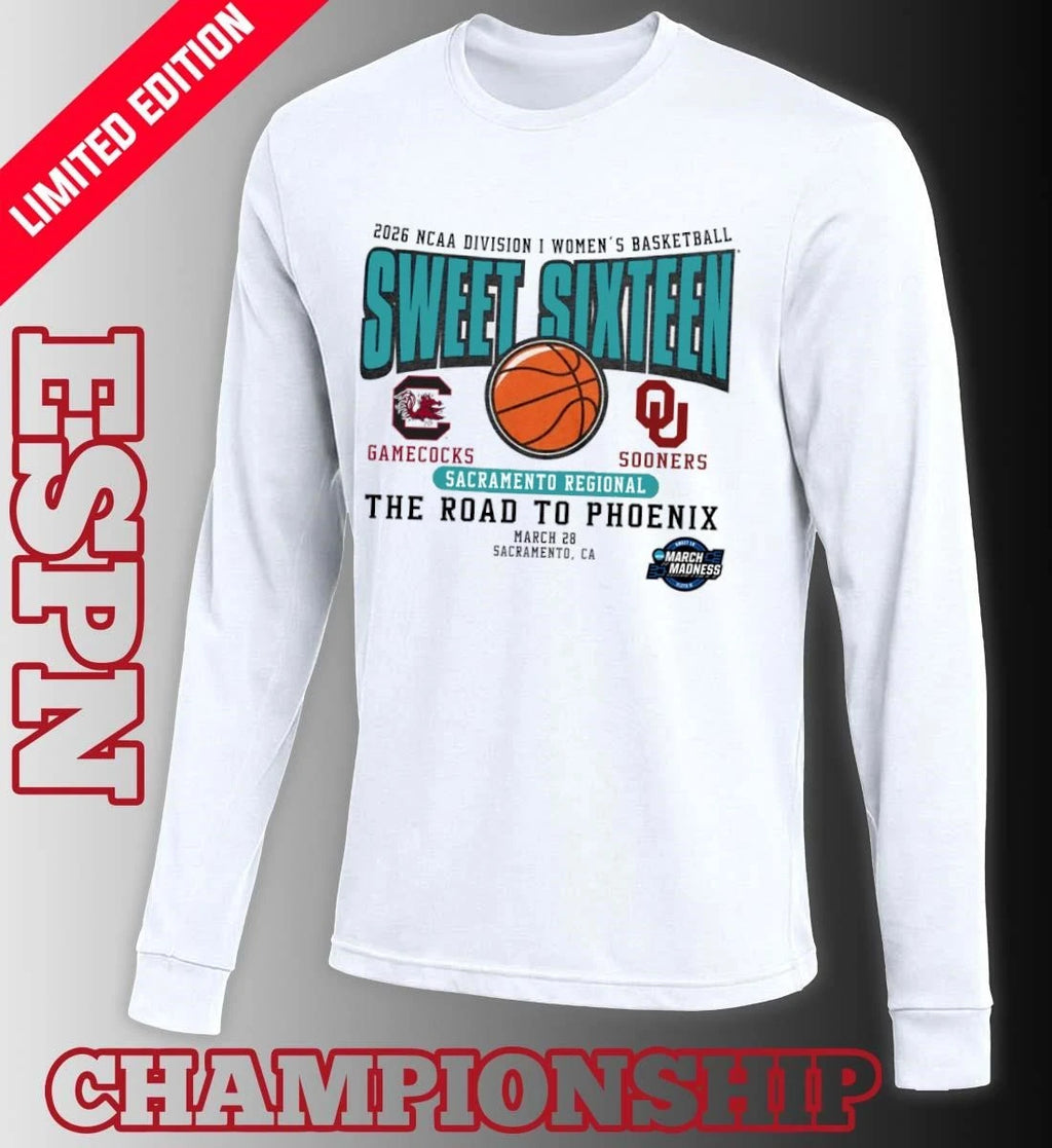 Official South Carolina vs Oklahoma 2026 NCAA DI Women’s Basketball Sweet Sixteen T-Shirt