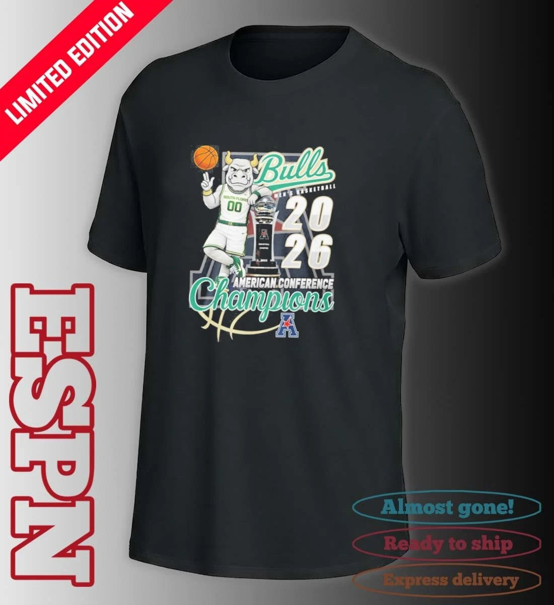 Official South Florida Men’s Basketball Mascot 2026 American Conference Champions Shirt