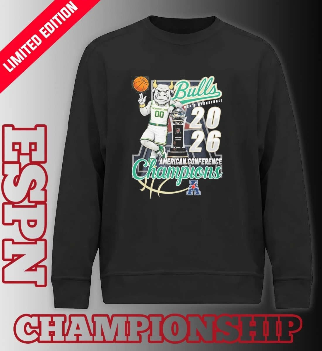 Official South Florida Men’s Basketball Mascot 2026 American Conference Champions Shirt