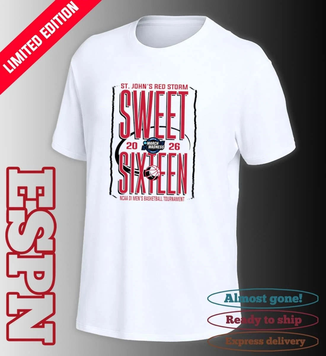 Official St. John’s Red Storm Sweet Sixteen 2026 NCAA DI Men’s Basketball Tournament T-Shirt