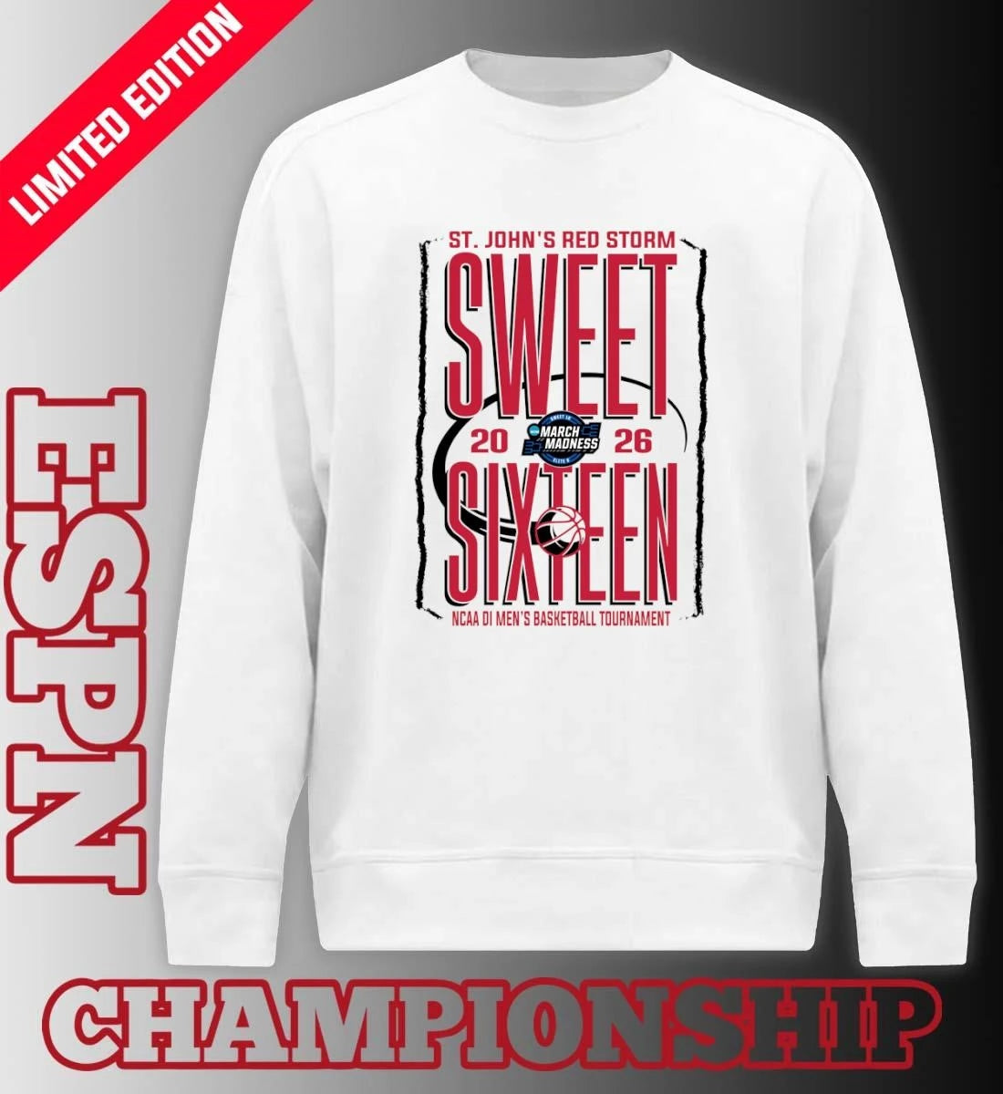 Official St. John’s Red Storm Sweet Sixteen 2026 NCAA DI Men’s Basketball Tournament T-Shirt