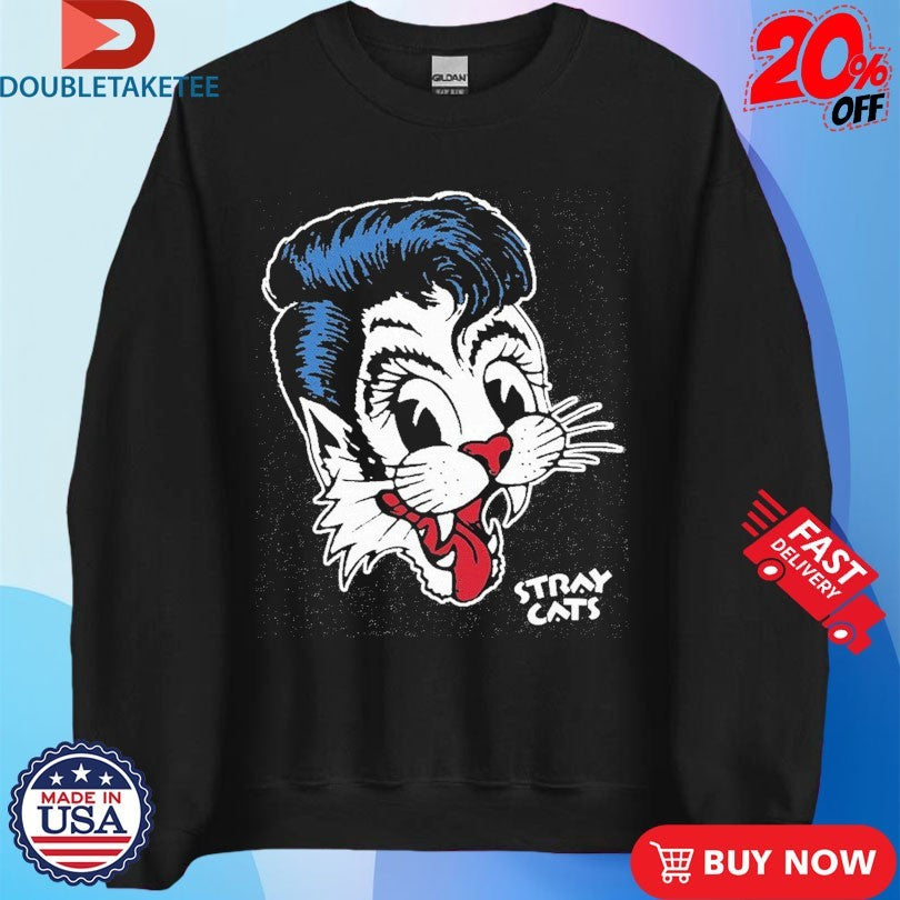 Official Stray Cats Big Blue Cat Head Shirts