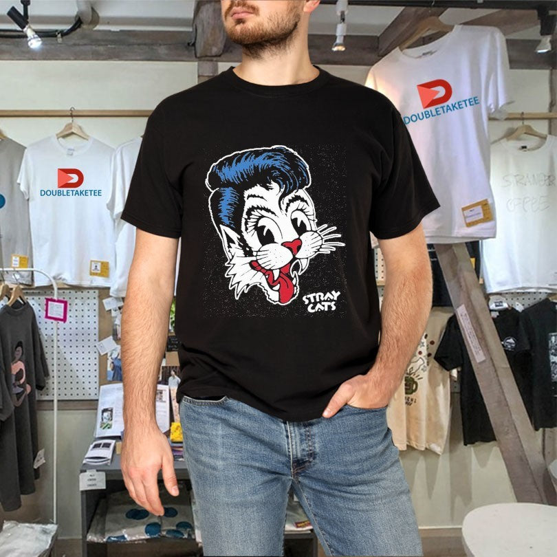 Official Stray Cats Big Blue Cat Head Shirts