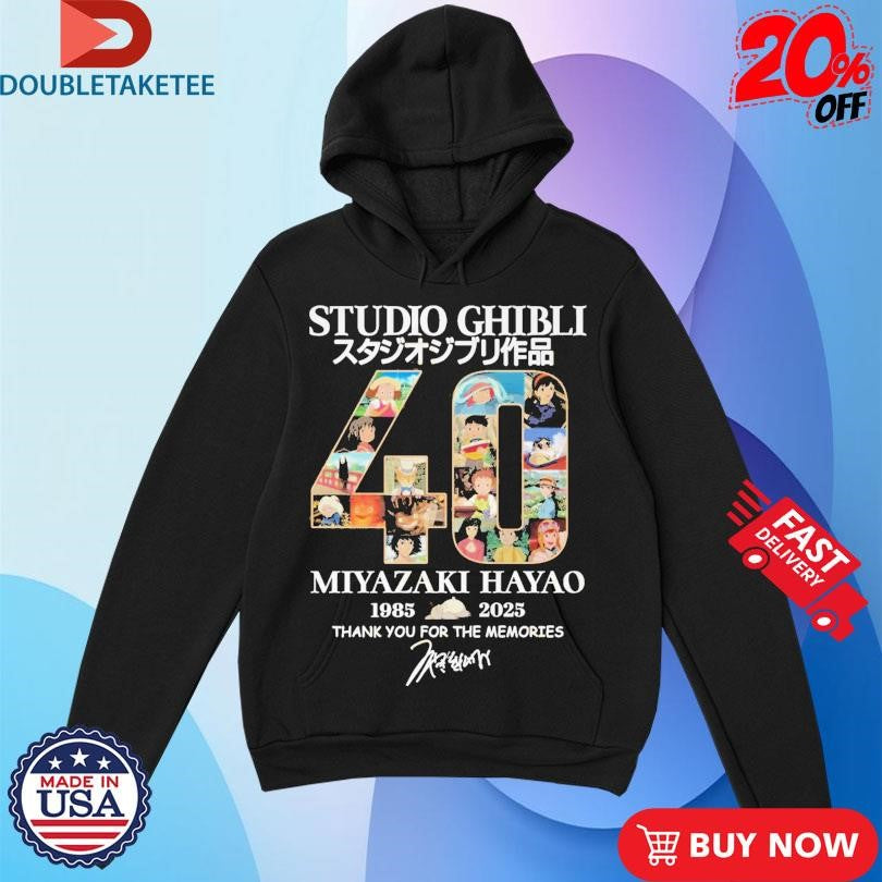Official Studio Ghibli Hayao Miyazaki 40 Years Signature Thank You For The Memories 1985-2025 Shirts