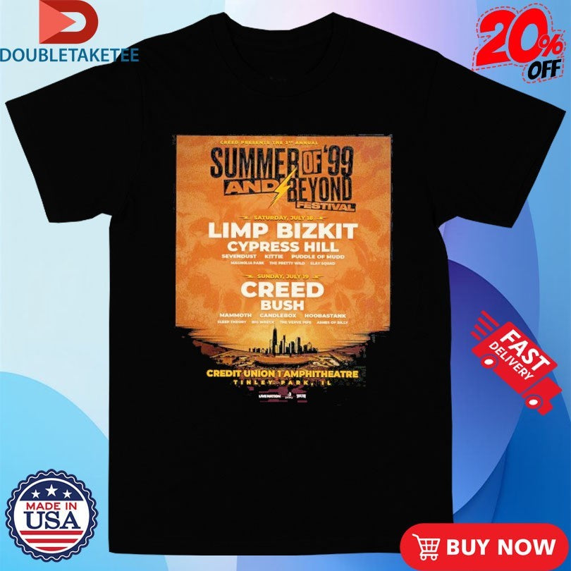 Official Summer Of ’99 And Beyond Festival 2026 Lineup In Tinley Park Illinois At Credit Union 1 Amphitheatre Creed Presents The 3rd Annual Shirts