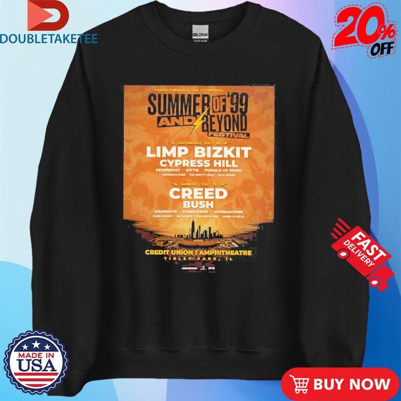 Official Summer Of ’99 And Beyond Festival 2026 Lineup In Tinley Park Illinois At Credit Union 1 Amphitheatre Creed Presents The 3rd Annual Shirts