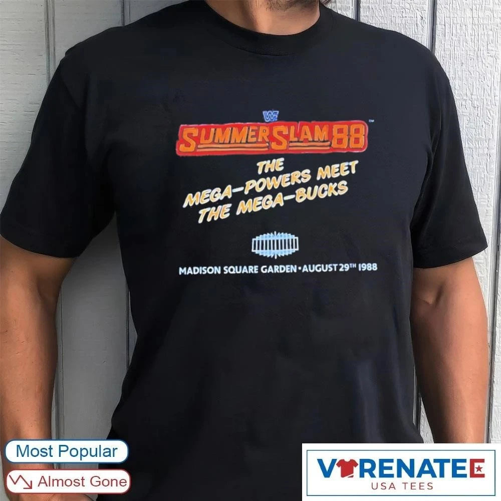 Official Summerslam 88 The Mega Powers Meet The Mega Bucks August 29th, 1988, at Madison Square Garden T-Shirt