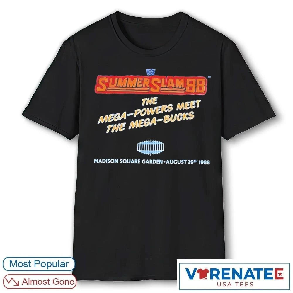 Official Summerslam 88 The Mega Powers Meet The Mega Bucks August 29th, 1988, at Madison Square Garden T-Shirt