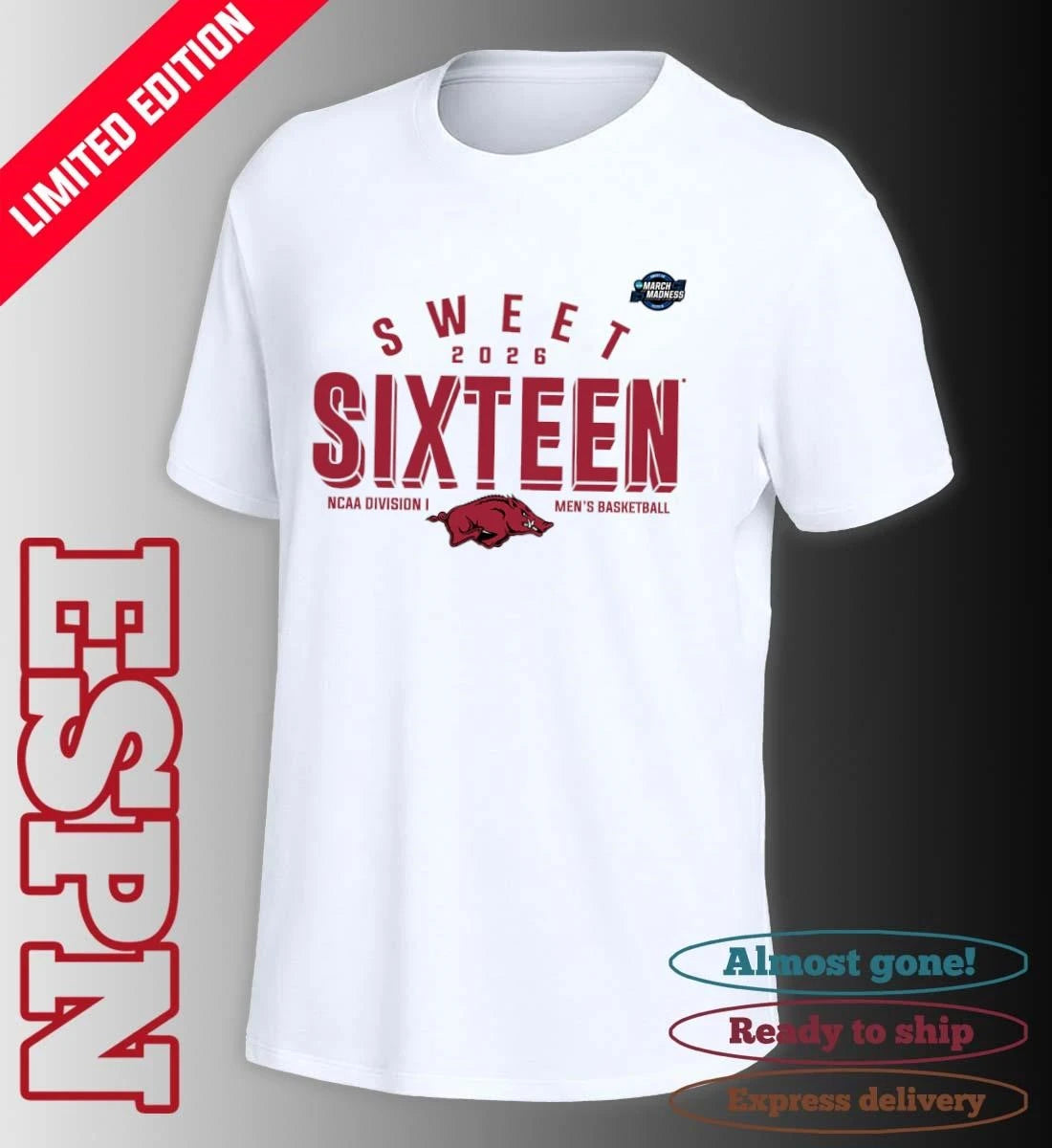 Official Sweet 16 Arkansas Razorbacks 2026 NCAA Men’s Basketball T-Shirt