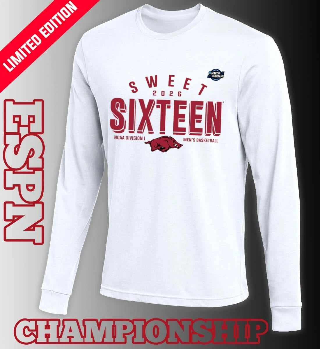Official Sweet 16 Arkansas Razorbacks 2026 NCAA Men’s Basketball T-Shirt