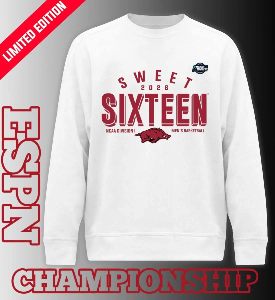 Official Sweet 16 Arkansas Razorbacks 2026 NCAA Men’s Basketball T-Shirt