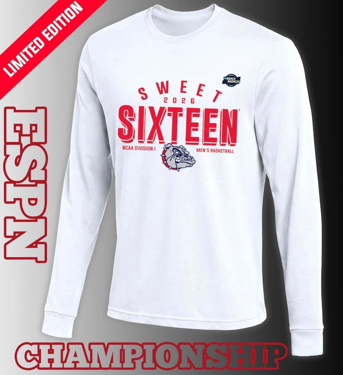 Official Sweet 16 Gonzaga Bulldogs 2026 NCAA Men’s Basketball T-Shirt